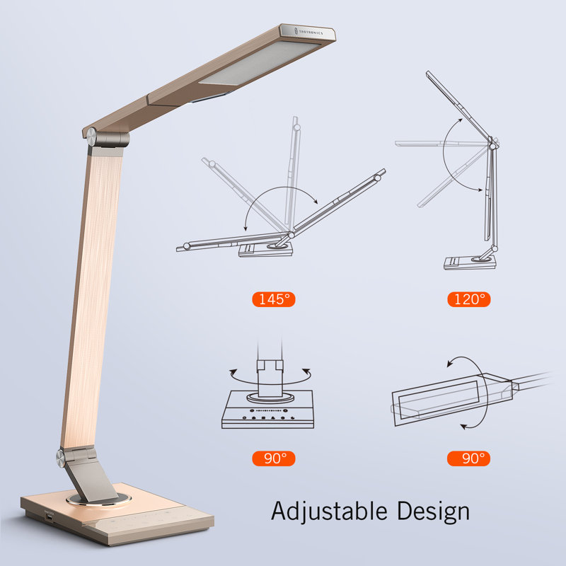 Lampe de bureau 17,2 po Trevyn USB, Or clair