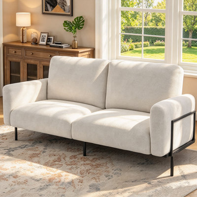 Causeuse moderne en chenille de 71 po, canapé 2 places rembourré avec coussins épais et structure en métal robuste, canapé confortable pour les petits espaces