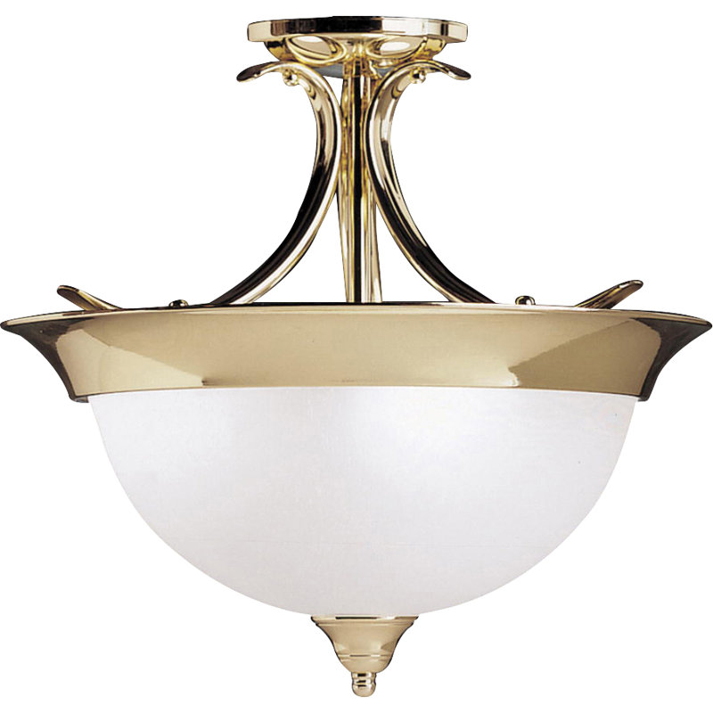 Plafonnier semi-encastré 3 lumières 15,25 po Cayman, Nickel brossé, Incandescent