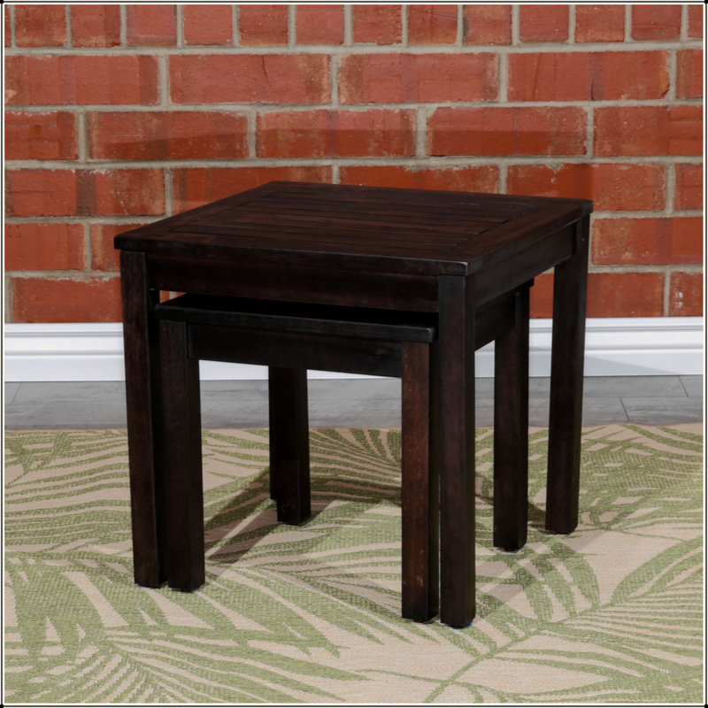 Ensemble de 2 tables gigognes polyvalentes en eucalyptus pour l'extérieur