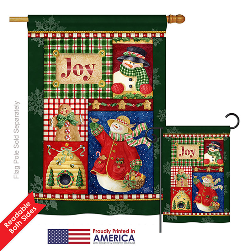 « joy snow », impression de noël en polyester de 2 côtés 40 x 28 po ensemble de drapeau