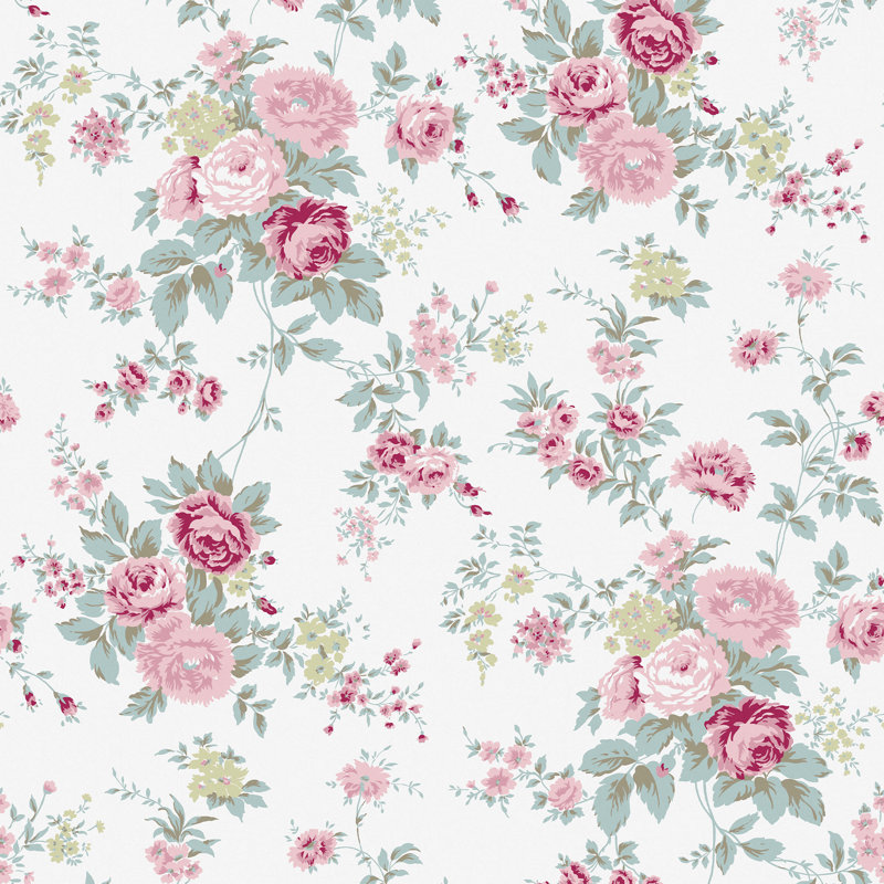 by Rachel Ashwell Wild Flower Floral 10m x 52cm Wallpaper Roll, White