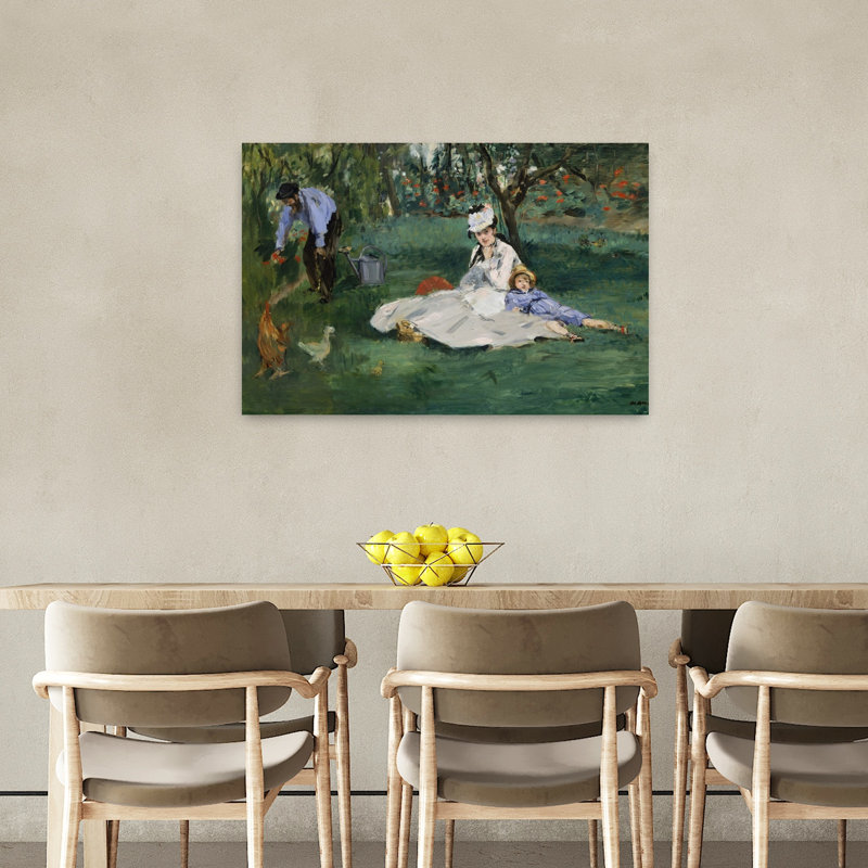 The Monet Family In Their Garden At Argenteuil, 1874 Abstract Contemporary Landscape Portrait Wall Art Print