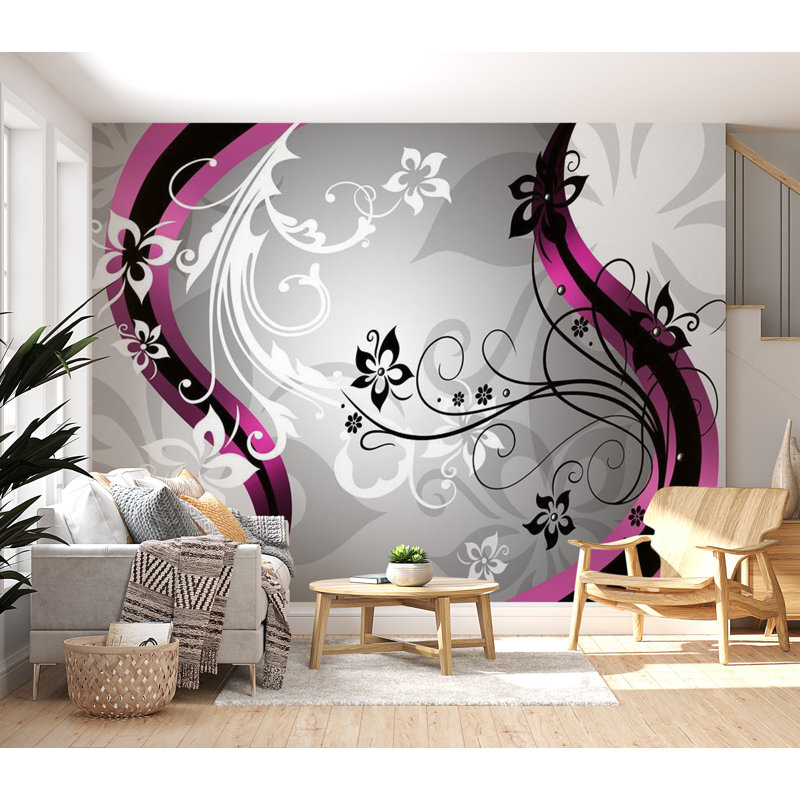 Murale Peel & Stick Glam - Art-Fleurs rose, L 55 po x l 77 po