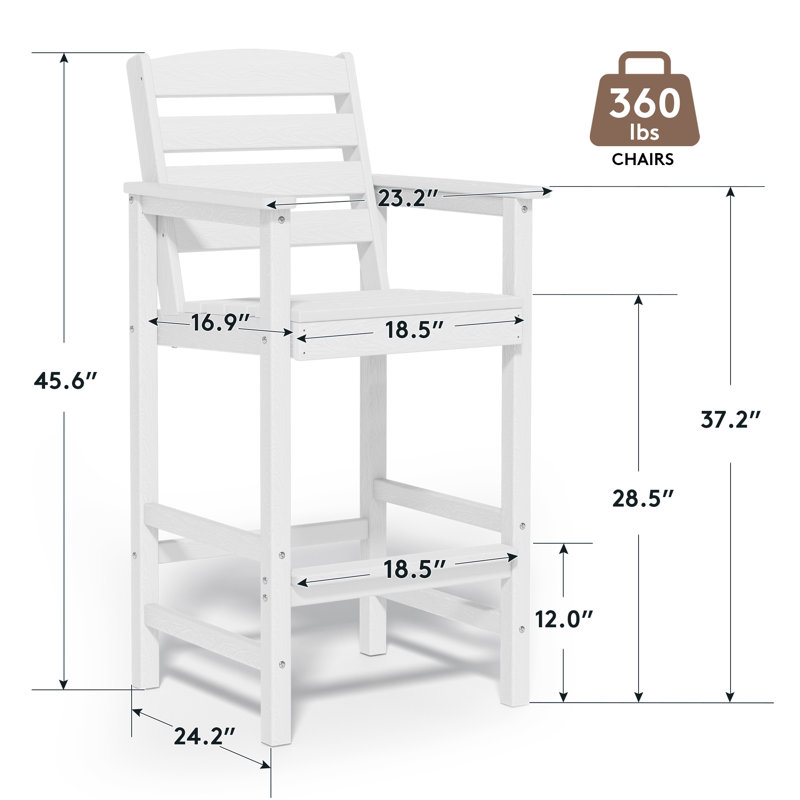 Tabouret de bar Adirondack en plastique Dalson, Blanc