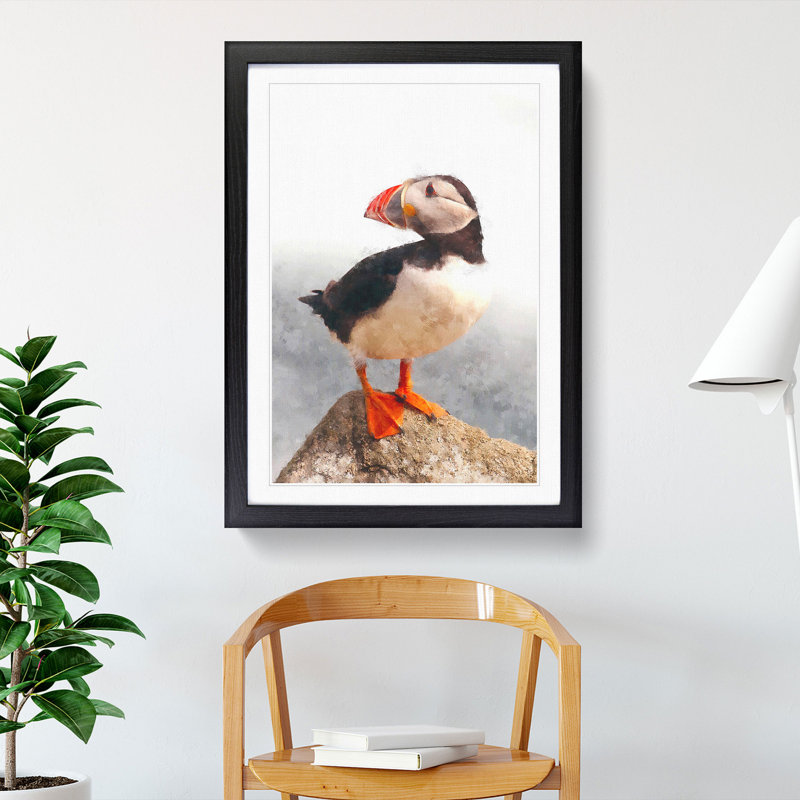 An Atlantic Puffin - Picture Frame Painting Print, 33cm H x 24cm W x 2cm D, Black Framed