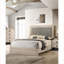 Structure de lit grand format en bois d'hévéa avec tête de lit en V gris, finition crème pour la chambre principale-225203935
