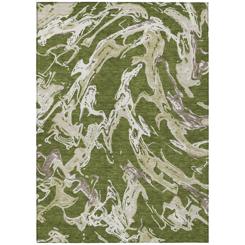Lani Green Washable Indoor-Outdoor Rug - , 9' x 12'