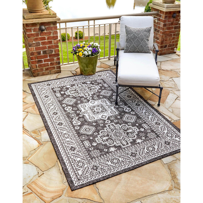 Outdoor Chand Area Rug Stone Color, Rectangle 10' x 14'