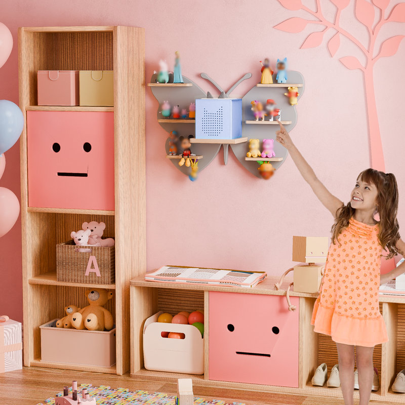 Tablette Butterfly Tonie pour Toniebox - tablettes flottantes magnétiques en bois rose tonique, Gray