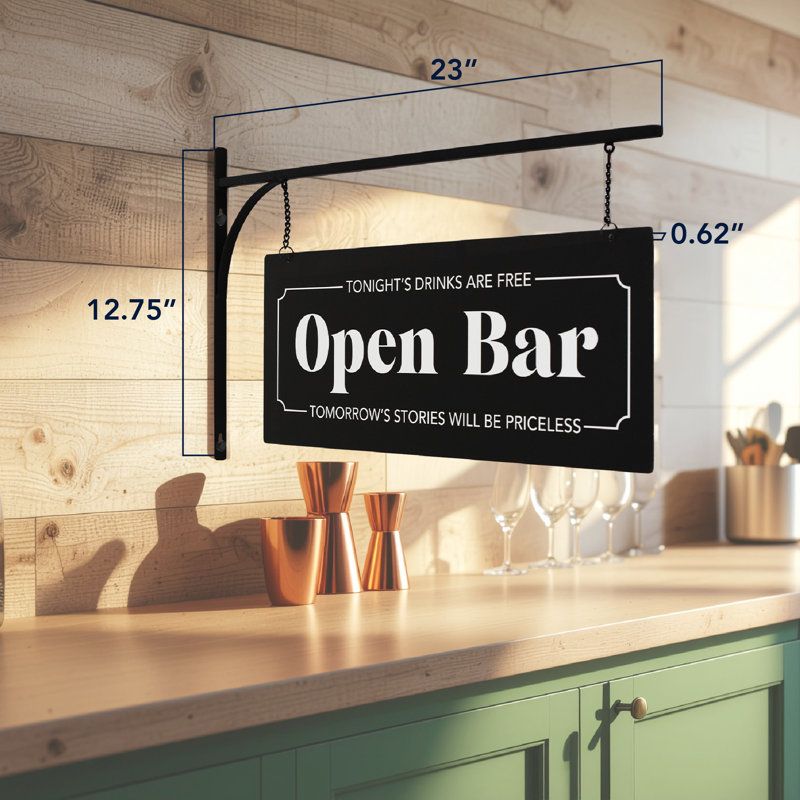 Plaque en métal «Open Bar» American Art Decor