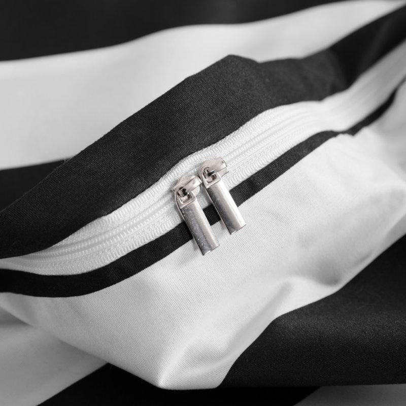 Twin Black and White Striped Microfiber Duvet Cover Set