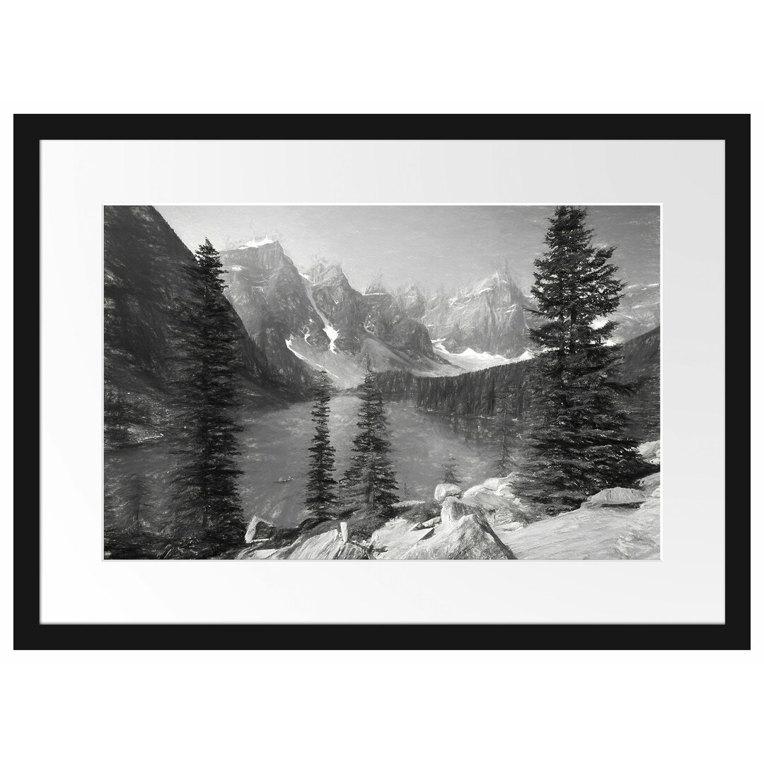 Gerahmtes Papierbild Moraine Lake Kanadische Berge