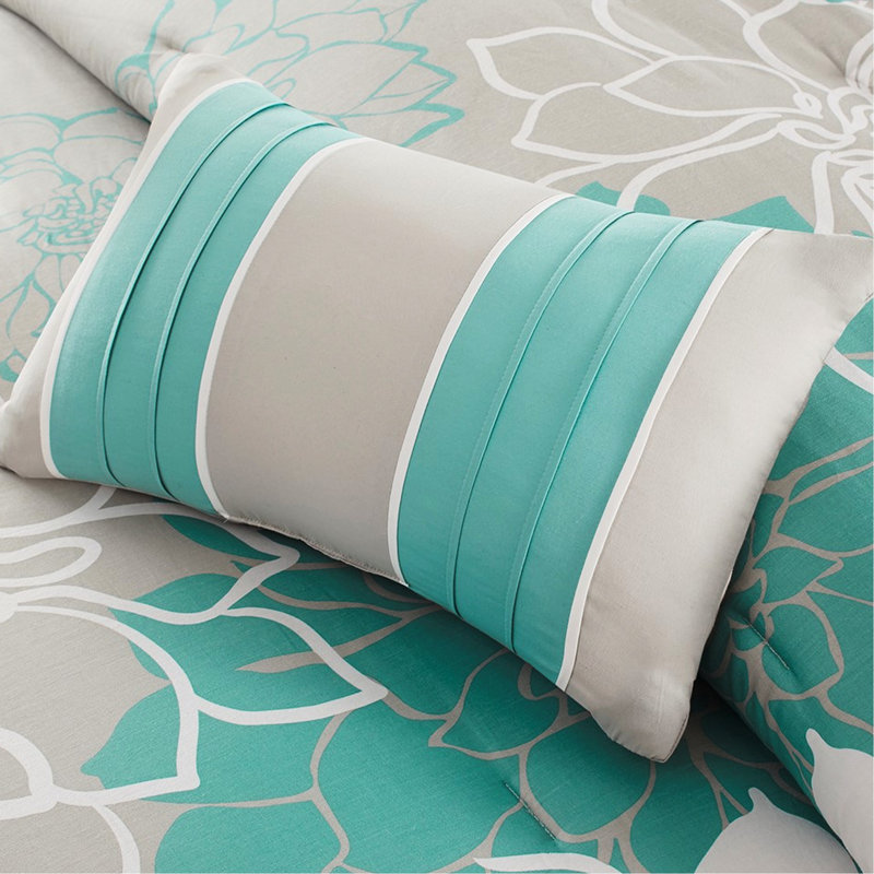 Literie pour lit très grand, coton, oreiller l 16 po x L 16 po, jupe de lit, édredon l 104 po, Turquoise