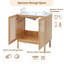 Meuble-lavabo simple 30 po en bambou massif avec plateau en céramique et portes en rotin-406673476