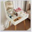 Table de coiffeuse compacte à miroir avec 2 tiroirs et éclairage DEL pour la chambre à coucher et le vestiaire