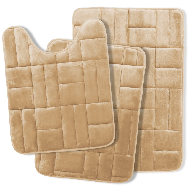 Memory Foam Non-Slip Bath Rug, Beige Cream