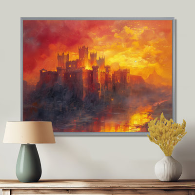 Mystic Red Yellow Fortress Of Power I - Fortress Wall Art Living Room