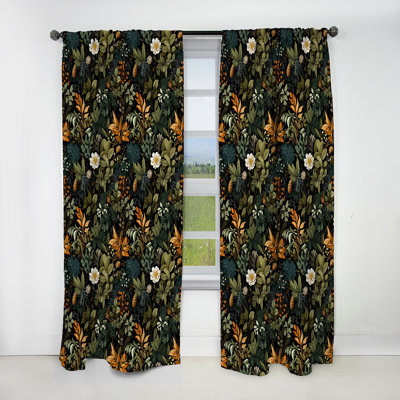 Rustic Wilderness Cottage Charm - Rideau floral occultant en velours traditionnel - 1 panneau