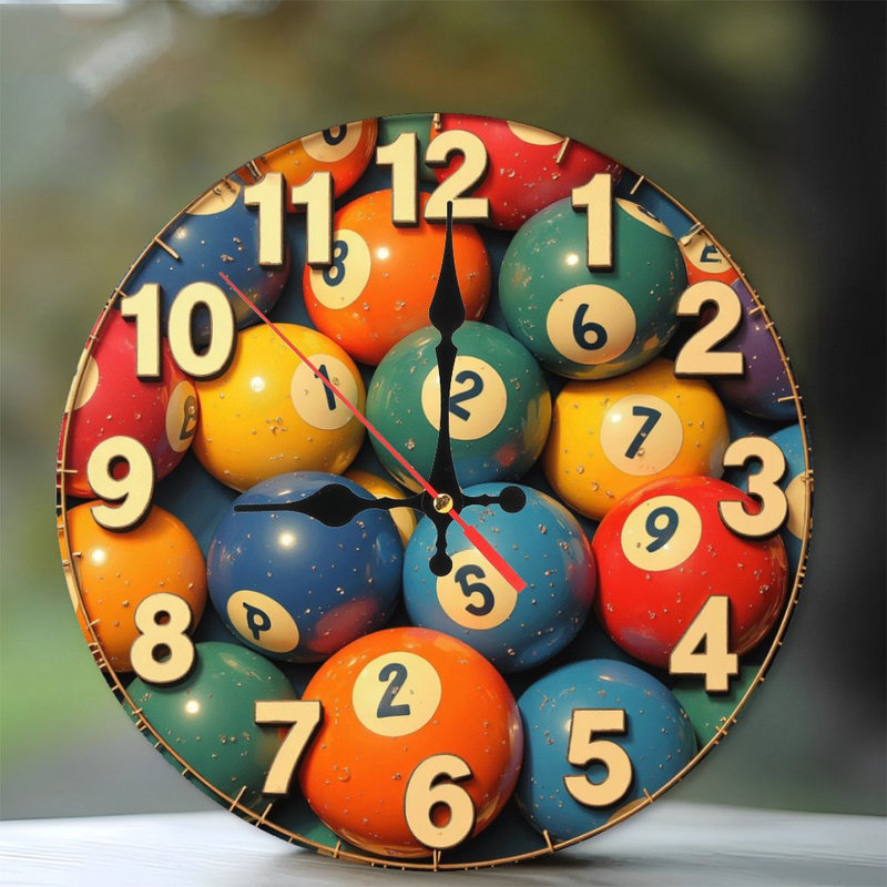 horloge murale de boules de loterie décoratives colorées