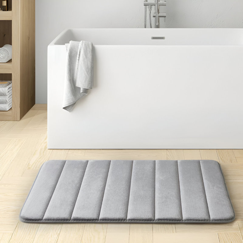 Memory Foam Non-Slip Bath Mat, 60cm, 40cm, Silver