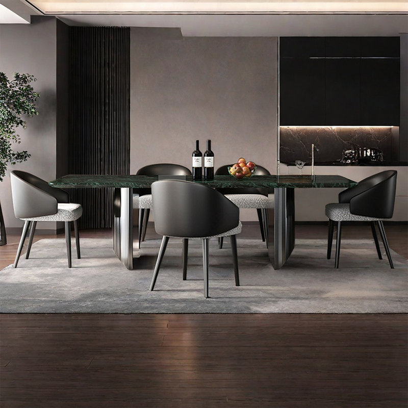Table de salle à manger moderne et simple en marbre de luxe, H 29,52 po x L 62,99 po x l 31,49 po