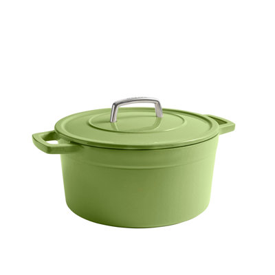 Martha Stewart 7 Quart Enameled Cast Iron Dutch Oven with Lid in Green