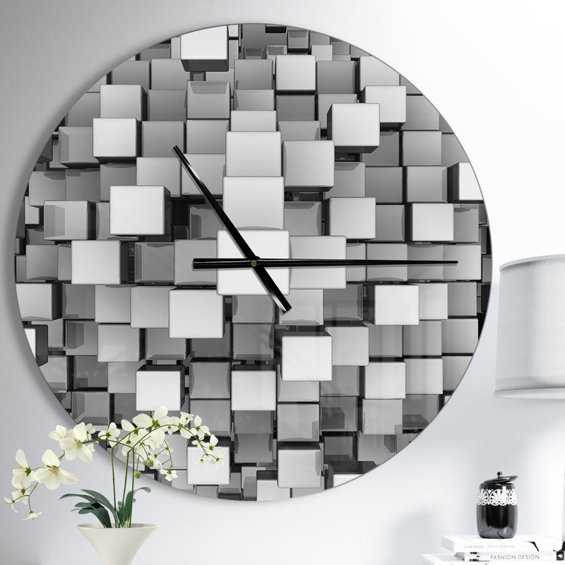 Cubes noirs et gris Arlicia - Horloge murale moderne, Grand