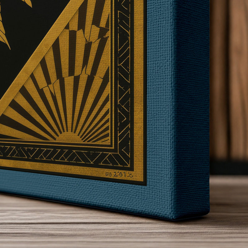 Golden Fish, Art Deco - Wrapped Canvas, 24x16 - 61.0 x 40.6 cm, Teal Border