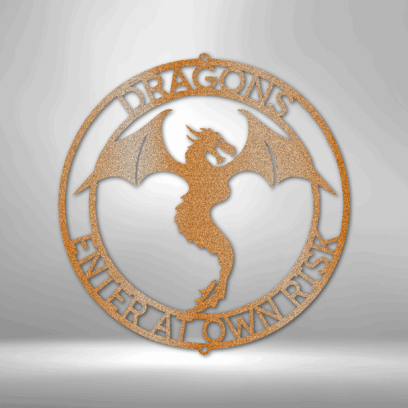 Décoration de mur personnalisée en acier avec monogramme d'anneau de dragon, H 17 po x l 17,5 po x P 0,5 po, Oui, Cuivre