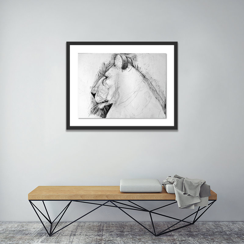 Lioness Profile Print by Amy Bautz, Black, 31" H x 40" W x 2.5" D