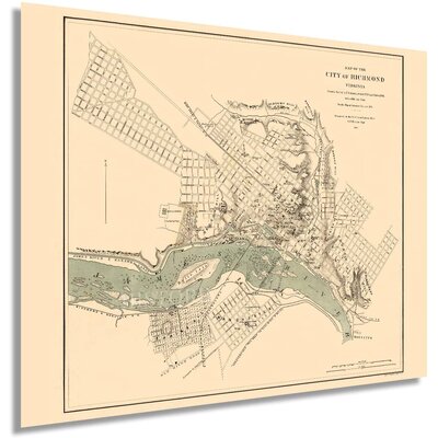 Vintage 1864 Richmond Virginia Map' - Unframed Graphic Art Print on Paper -  HISTORIC PRINTS, ENMAP0266_2430