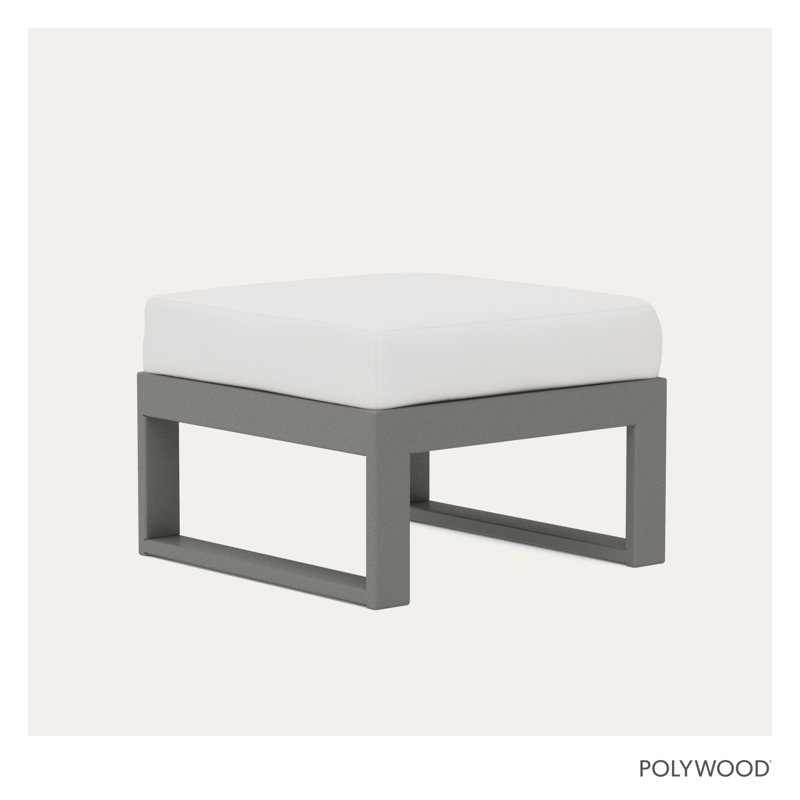 Repose-pieds modulaire d'extérieur avec coussin, Gris ardoise, Lin naturel