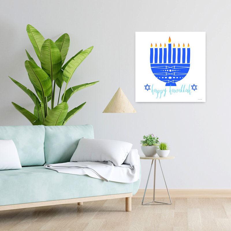 Happy Hanukkah Menorah II, art contemporain abstrait, H 24 po x l 24 po