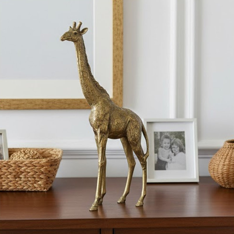 Figurine girafe Norie, sculpture texturée cuivre polyrésine 16 pouces