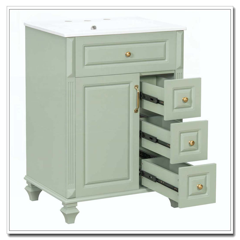 24 Inch Bathroom Vanity with Sink, Green
