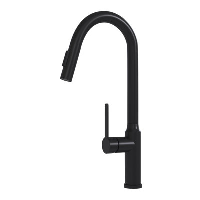 19.15" Pull-Down Kitchen Faucet In Matt Black Color With Zinc Body -