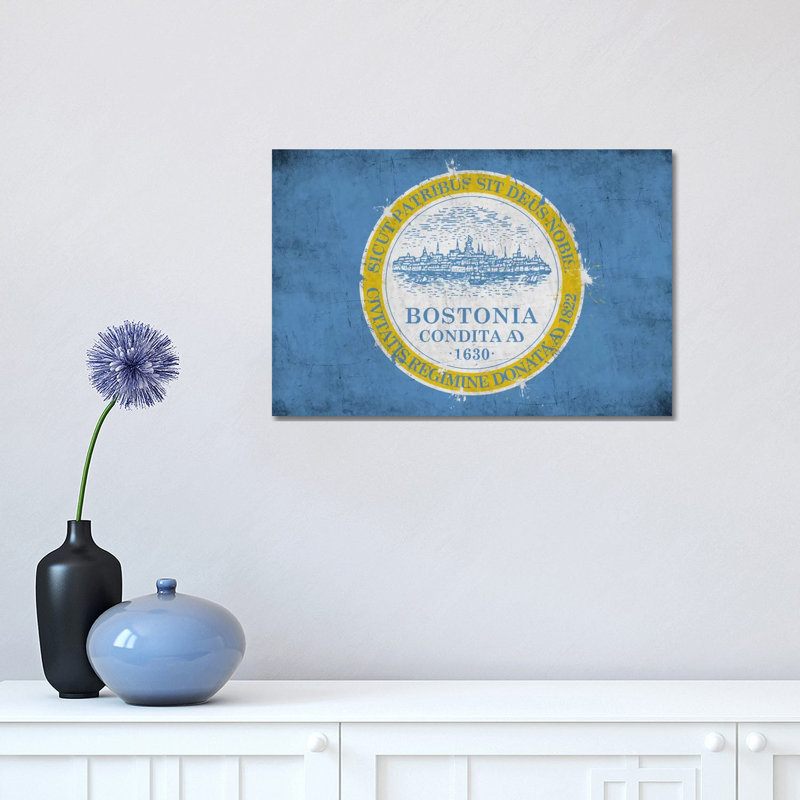 Bostonmassachusetts Flag - Wrapped Canvas Print, 30.48 cm H x 45.72 cm W