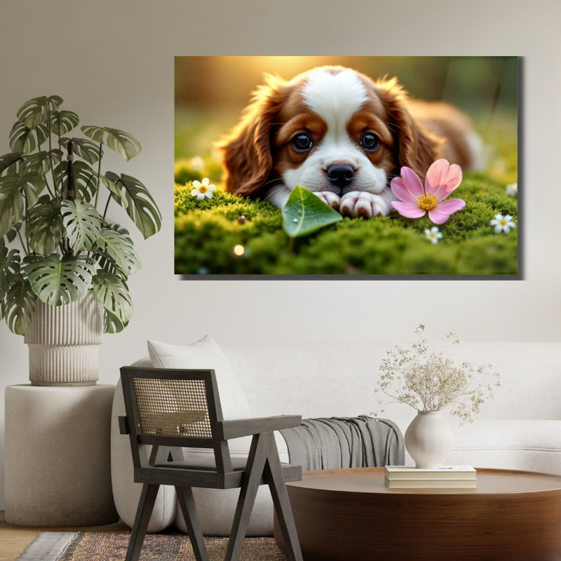 Chiot en verre trempé, art mural, H 12 po x l 16 po