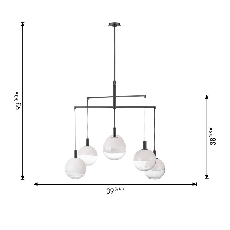 6-Light Chandelier, 6 Lights, Burnished Brass, 38.125" H x 39.75" W x 39.75" D