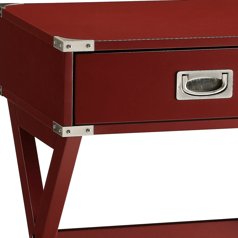 Bureau d'appoint à finition rouge - Conception carrée et tiroir fonctionnel, Rouge
