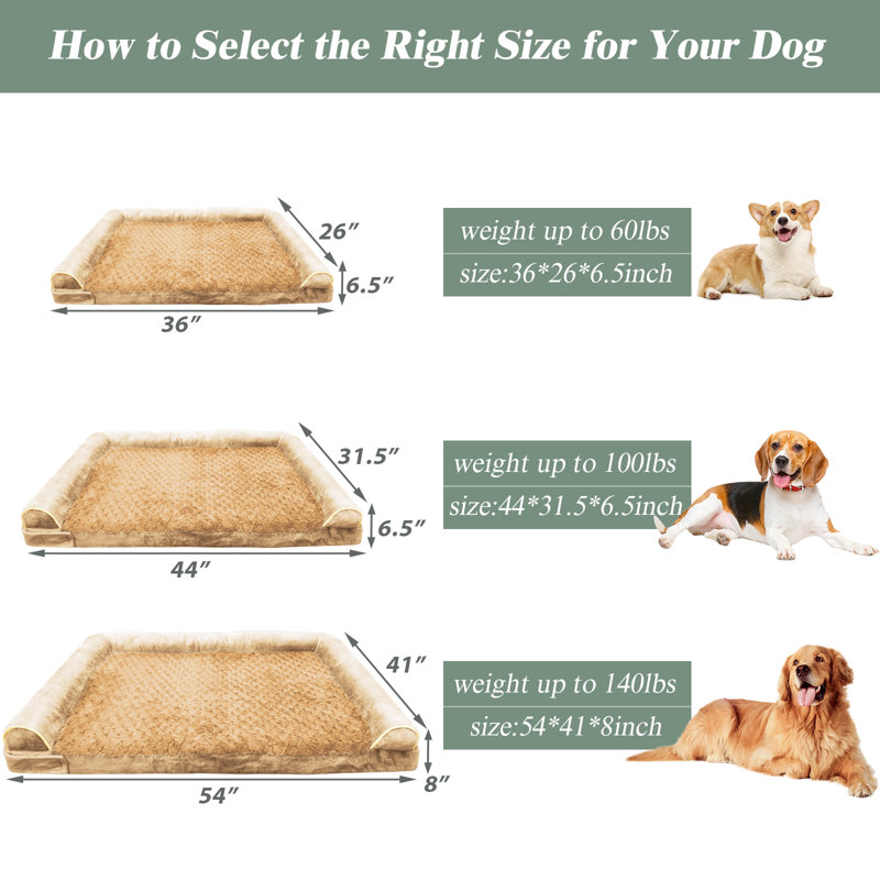 Lit pour chien apaisant pour petits chiens, L 44 po x l 31,5 po x H 6,5 po, Kaki