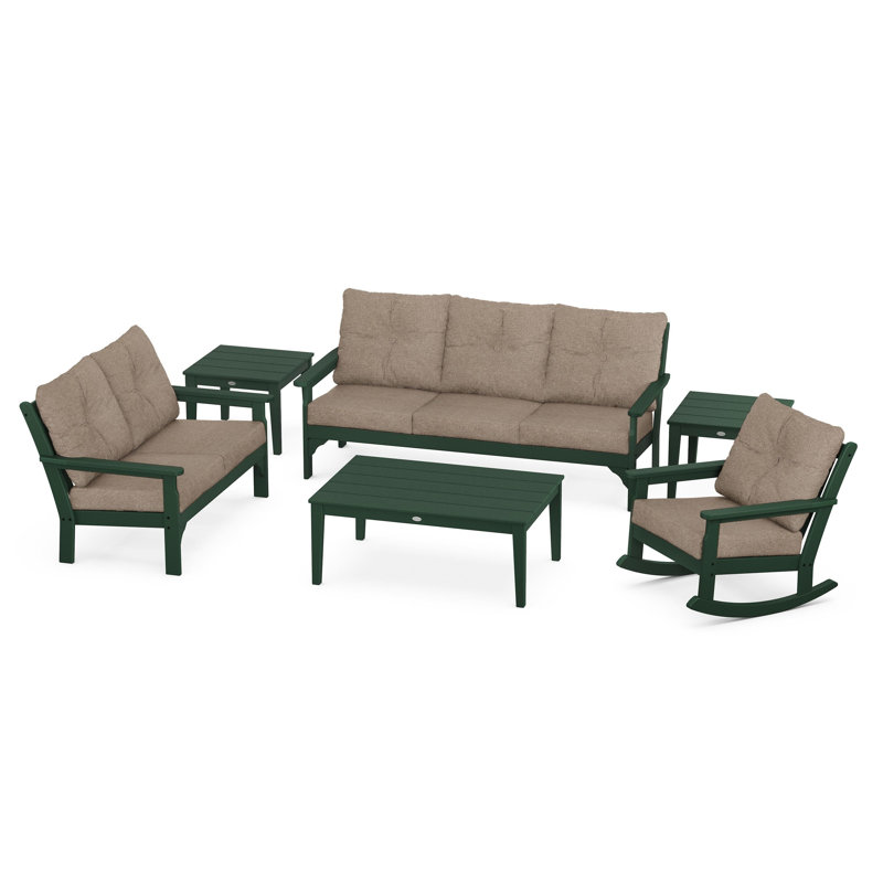Vineyard 6-Piece Deep Seating Set, Green, Spiced Burlap