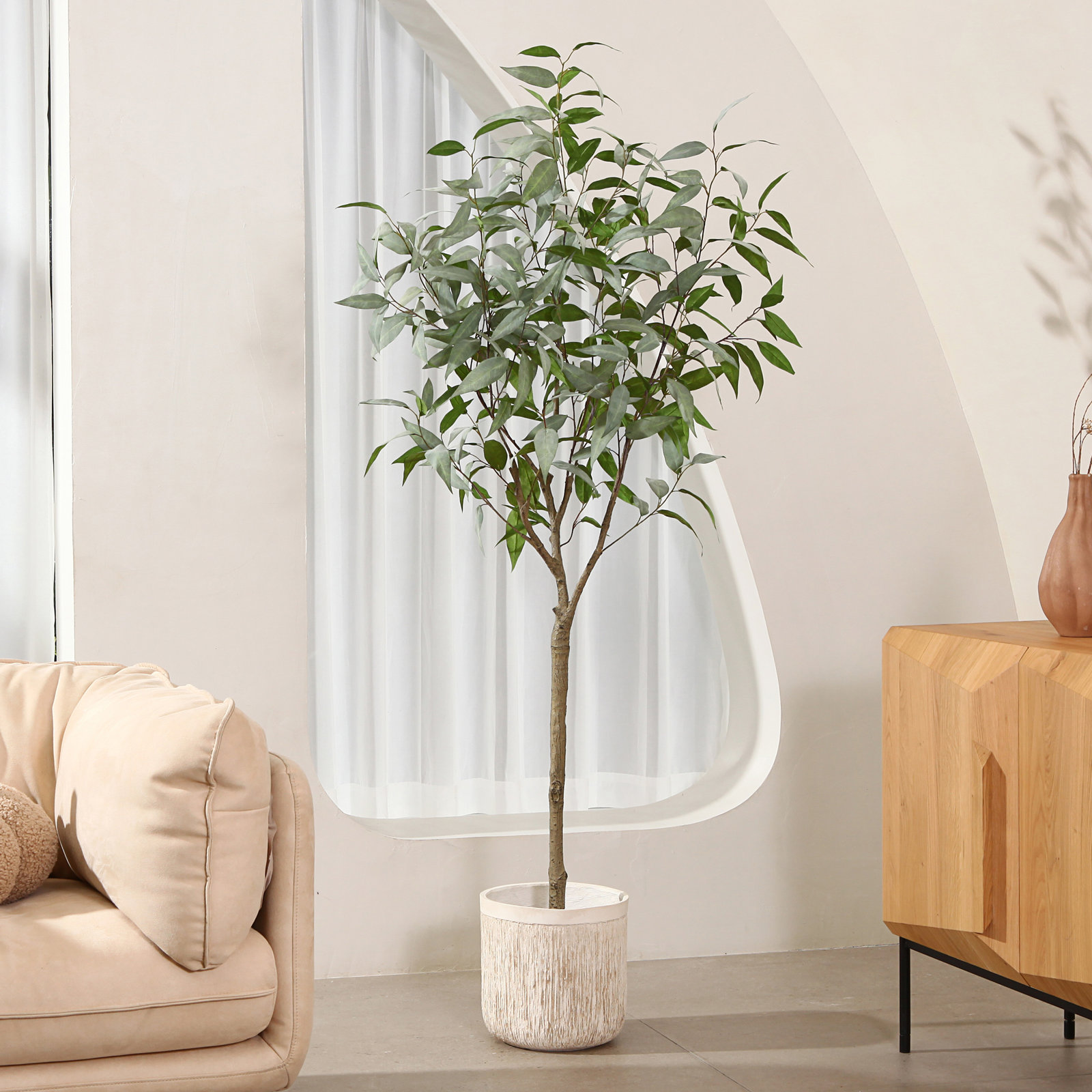 Adcock Eucalyptus Tree in Planter, 72" H x 30" W x 30" D