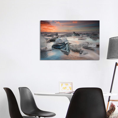 Glacial Lagoon Beach 1 Piece Wrapped Canvas Wall Art