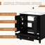 Meuble-lavabo de 30 pouces, lavabo simple, noir, bois massif, matériau, armoire à deux portes, support de rangement, tiroir avec panneau amovible, tablette réglable, trop-plein en céramique, rebord central, rebord plat,