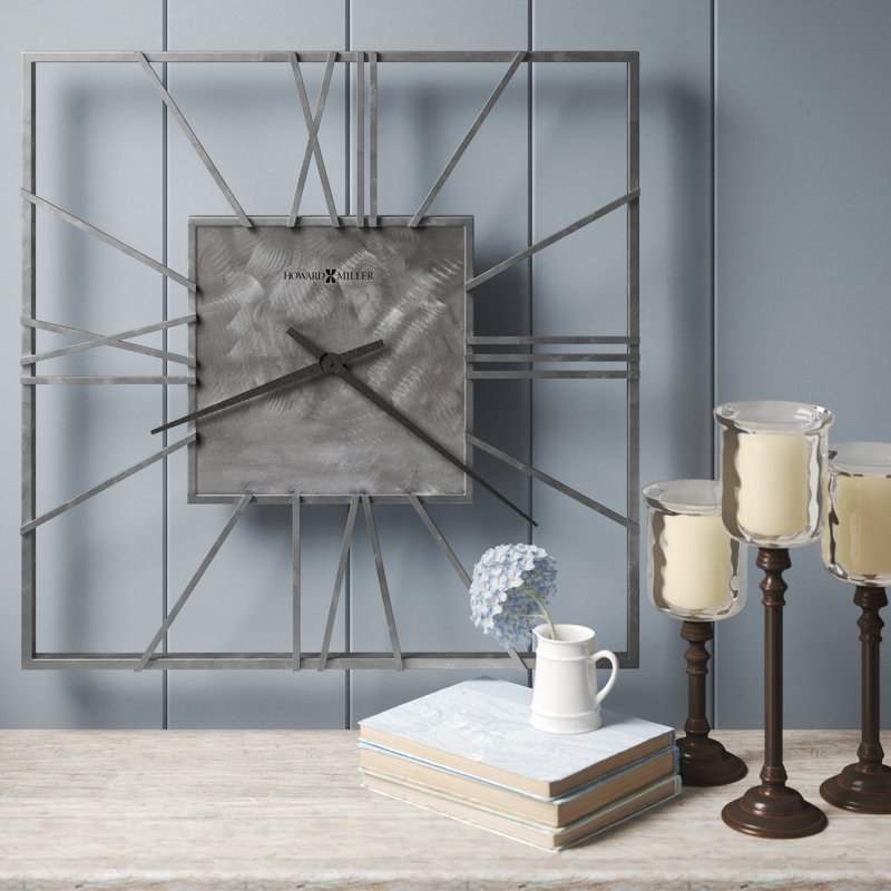 Oversized Silver Metal Modern Wall Clock