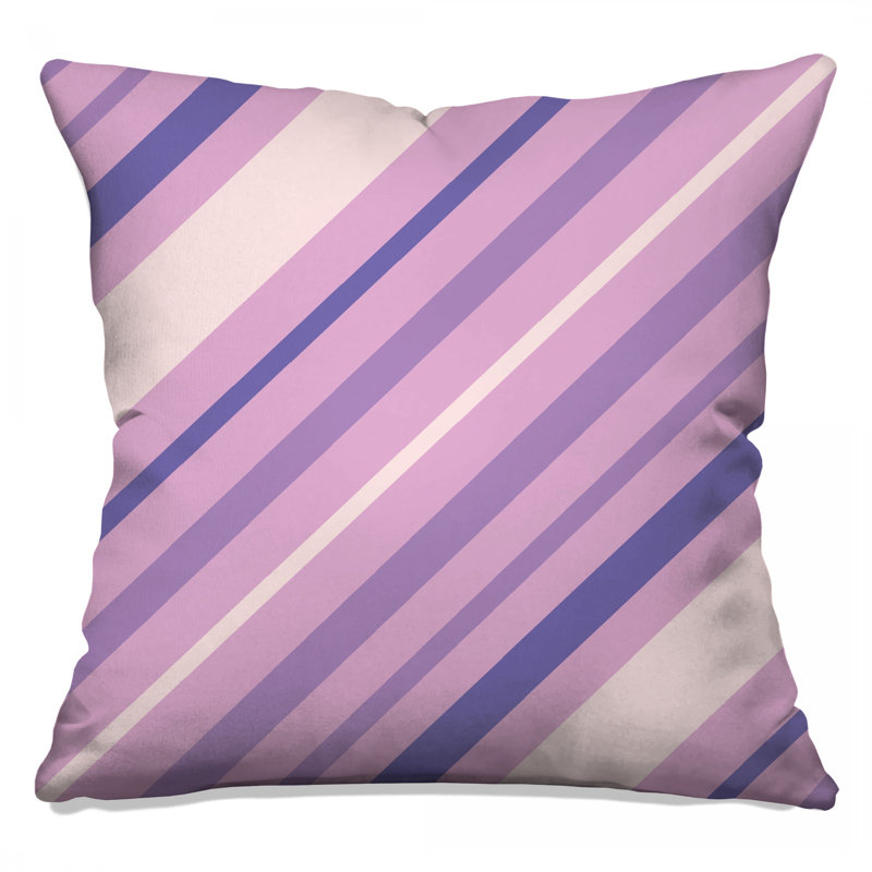 Coussins décoratifs roses et mauves à rayures diagonales, 26 x 26 pouces
