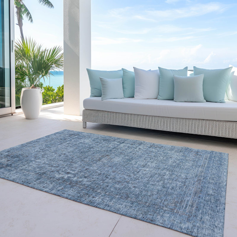 Tapis intérieur / extérieur bleu Felissae, 9 pi x 12 pi