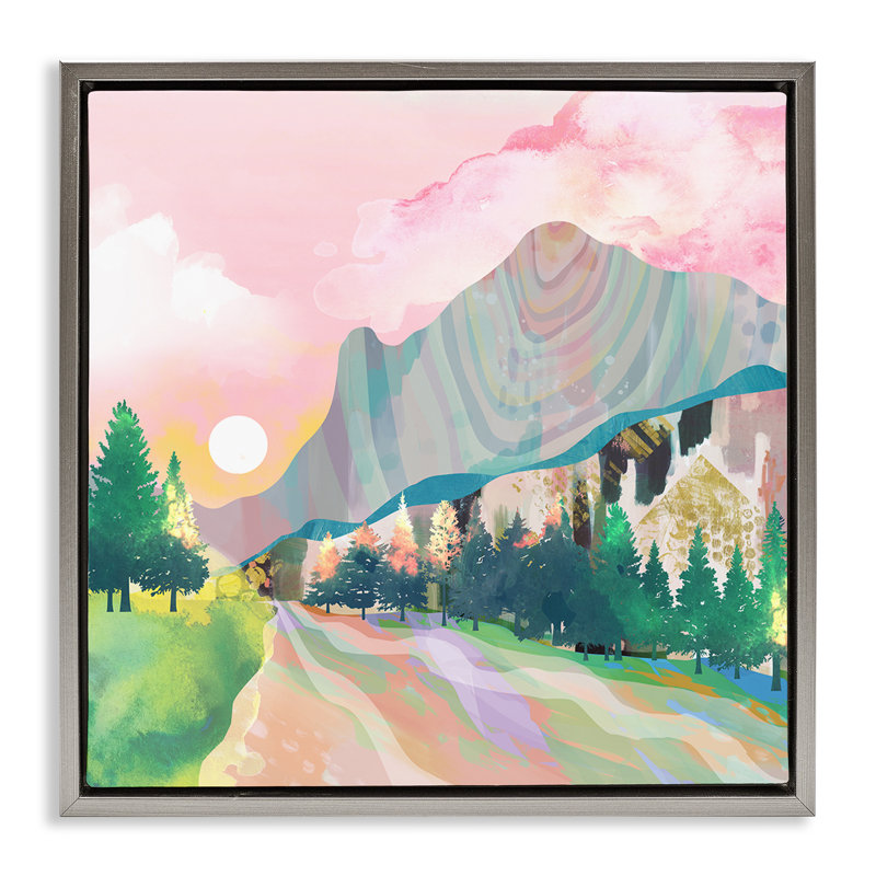 Mystic Canyon dans un cadre flottant pastel, design par Mia Charro, H 18 po x l 18 po, Cadre flottant gris lustré